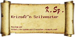 Krizsán Szilveszter névjegykártya